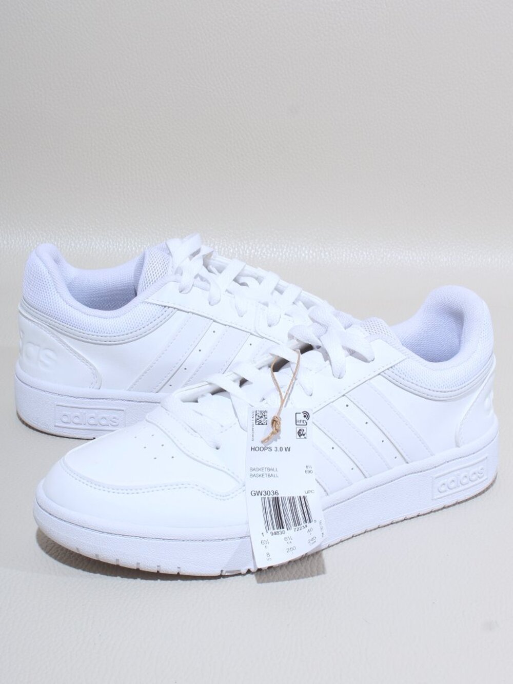 Adidas Hoops 3.0 Womens Size 8 Triple White Sneakers Shoes